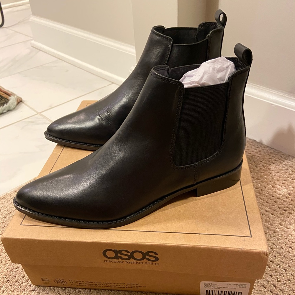 Black leather ankle boots
